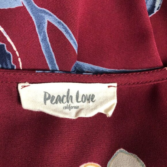 Peach Love California Cardigan Size Small Medium Maroon Floral Open Front Jacket - Picture 6 of 7